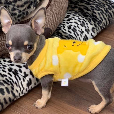 Chihuahua Puppy Fluffy Yellow Vest with Winnie the Pooh 5 Sizes - My Chi and Me