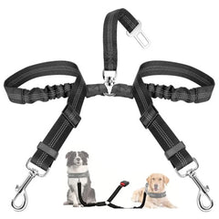 Anti Shock Premium Strong Webbing Double Seat Belt for Two Dogs