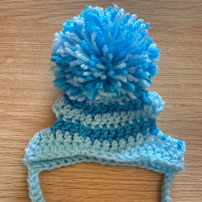 Handmade Chihuahua or Small Dog Pom Pom Hat Aqua & Turquoise