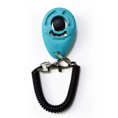 Small Dog Clicker Training Aid with Flexible Wristband and Clip aqua