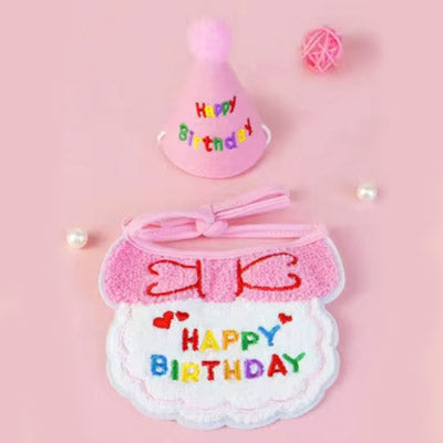 Happy Birthday Party Hat & Bib Set for Small Dogs 3 Colours