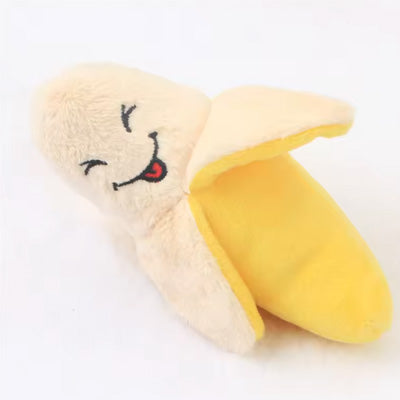 Banana Chihuahua or Small Dog Plush Rope Toy with Squeaker Yellow