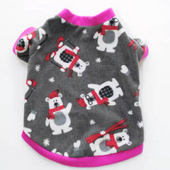 Christmas Bears Small Dog Fleece Grey with Red White and Hot Pink