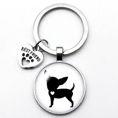 Best Friend Love Heart Chihuahua Key Ring