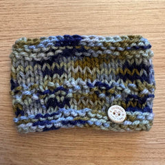 Blue Khaki Fine Knit Hand Made Snood for Chihuahua or Small Dog Four Sizes