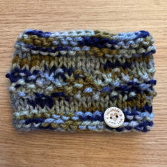 Blue Khaki Fine Knit Hand Made Snood for Chihuahua or Small Dog Four Sizes