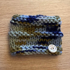 Blue Khaki Fine Knit Hand Made Snood for Chihuahua or Small Dog Four Sizes