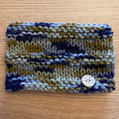 Blue Khaki Fine Knit Hand Made Snood for Chihuahua or Small Dog Four Sizes