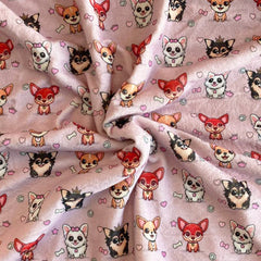 Chihuahua Print Blush Pink Soft Cosy Fleece Blanket by My Chi and Me