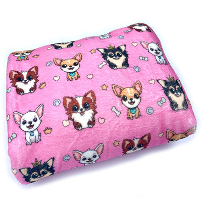 Bright Pink Chihuahua Print Soft Cosy Fleece Blanket by My Chi and Me
