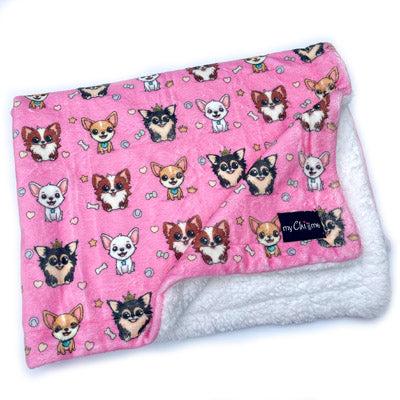 Bright Pink Chihuahua Print Soft Cosy Fleece Blanket by My Chi and Me