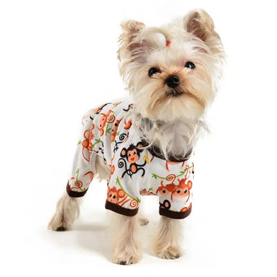 Chihuahua or Small Dog Pyjamas Onesie Style Brown and Orange Monkeys