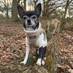 Tiny Trails Step In Soft Touch Suede Effect Faux Fur Lined Puppy and Small Dog Harness Caramel