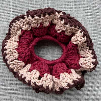 Crochet Collective Dark Chocolate Raspberry Ripple Handmade Scrunchie
