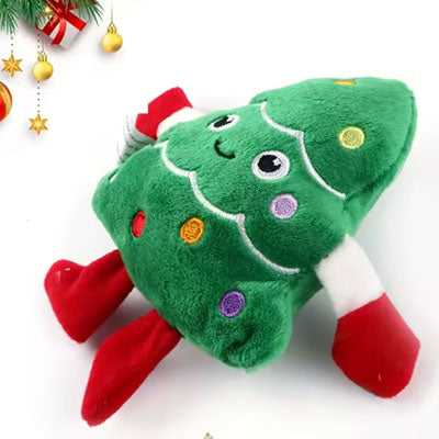 Christmas Tree Design Small Dog Plush Squeaky Toy