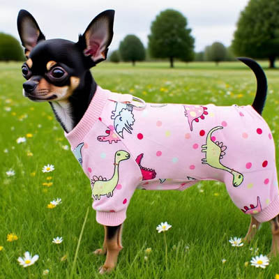 Extra Small Chihuahua Puppy Fleece Onesie Style Dinies Hooded D Ring Pyjamas 2 Colours