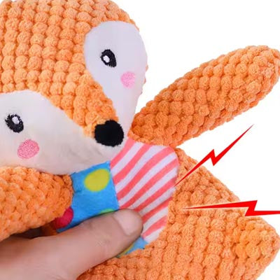 Mr Fox Soft Squeaky Cuddle Toy for Small to Medium Dogs Orange Jumbo Cord