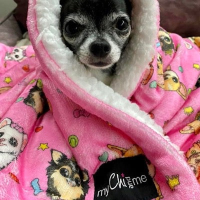 Pretty Little Paws Hot Pink Chihuahua Print Soft Cosy Fleece Blanket by My Chi and Me