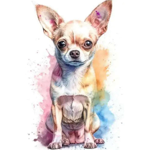 Seated Short Haired Chihuahua Diamond Art DIY Craft Kit 20 x 25cm Round Drill