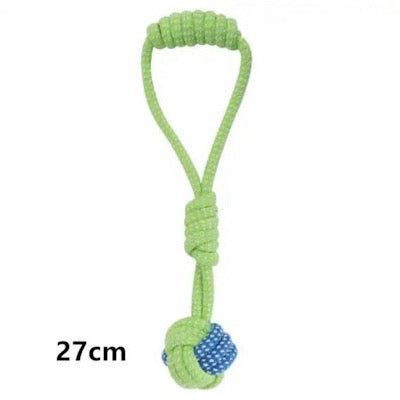 Super Strong Blue and Green  Rope Handle Ball Tug and Throw Dog Toy