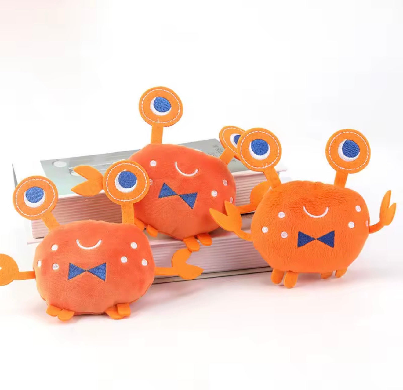Crab Small Dog Plush Toy with Squeaker Orange