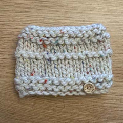 Beige Speckle Chunky Hand Knit Snood for Chihuahua or Small Dog Size small