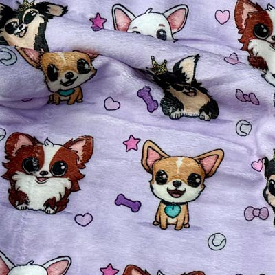 Chihuahua Print Soft Lilac Cosy Fleece Blanket by My Chi and Me