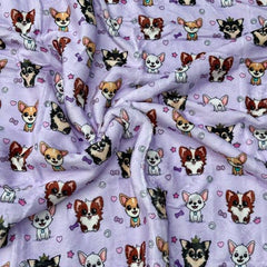 Chihuahua Print Soft Lilac Cosy Fleece Blanket by My Chi and Me
