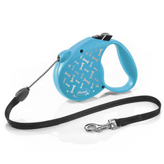 Flexi Original Retractable Extending Small Dog Lead 5 Metre Cord Blue Bones