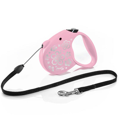 Flexi Original Retractable Extending Small Dog Lead 5 Metre Cord Pink Floral