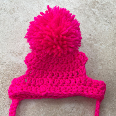 Handmade Chihuahua or Small Dog Pom Pom Hat Hot Pink