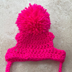 Handmade Chihuahua or Small Dog Pom Pom Hat Hot Pink