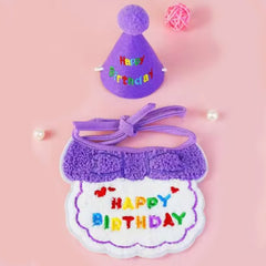 Happy Birthday Party Hat & Bib Set for Small Dogs 3 Colours