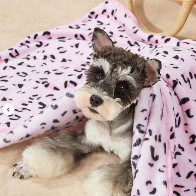 Soft Cosy Fleece Dog Blanket Pink Leopard