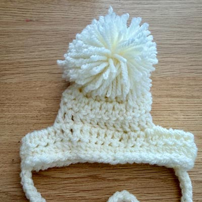Handmade Chihuahua or Small Dog Pom Pom Hat Small Winter White