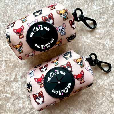 Stone Chihuahua Print Exclusive Designer Poop Bag Holder by My Chi and Me