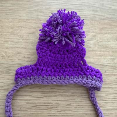 Handmade Chihuahua or Small Dog Pom Pom Hat Purple & Lilac