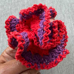 Crochet Collective Red and Purple Handmade Scrunchie