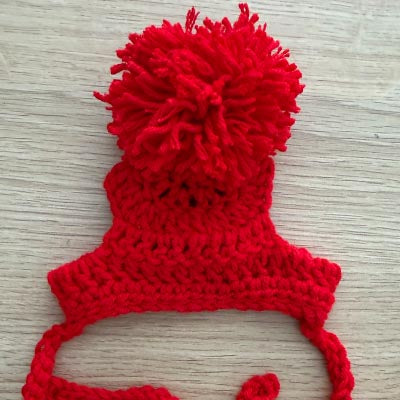 Handmade Chihuahua or Small Dog Pom Pom Red XS