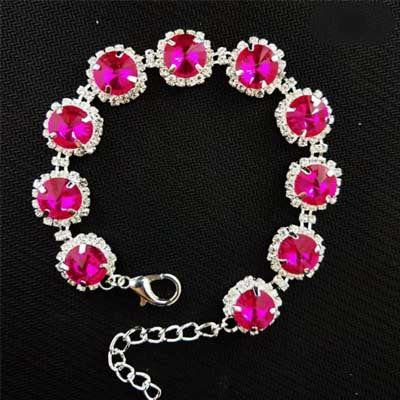 Imogen Bling Chihuahua Dog Necklace Deep Rose Pink Crystal Collar