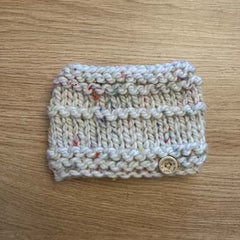 Beige Speckle Chunky Hand Knit Snood for Chihuahua or Small Dog Size L