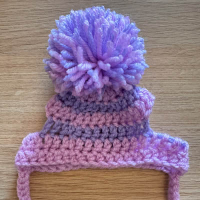 Handmade Chihuahua or Small Dog Pom Pom Hat Soft Lilac & Cool Pink