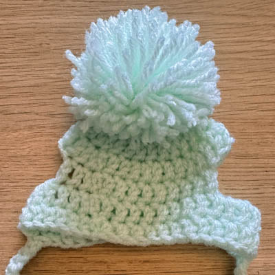 Handmade Chihuahua or Small Dog Pom Pom Hat Soft Mint Green