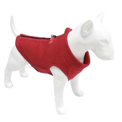 Step In Zipped Chihuahua or Small Dog Fleece Jumper with D Rings For Leash Red