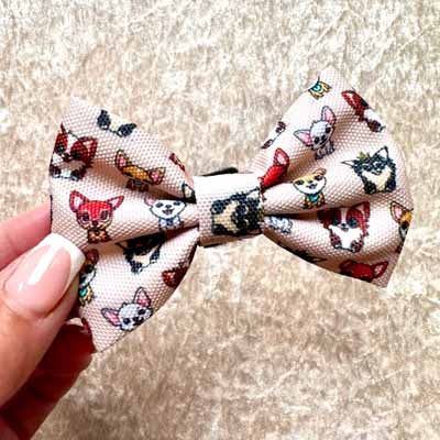 Stone Chihuahua Print Exclusive Designer Bow Tie by My Chi and Me