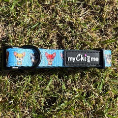 Blue Chihuahua Print Exclusive Designer Collar by My Chi and Me