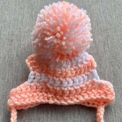 Handmade Chihuahua or Small Dog Pom Pom Hat Peaches & Cream