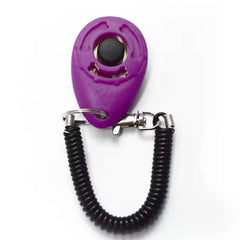 Small Dog Clicker Training Aid with Flexible Wristband and Clip Violet