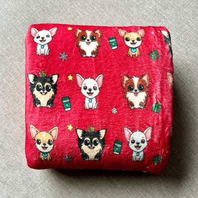 Chihuahua Print Warm red Soft Cosy Fleece Blanket by My Chi and Me