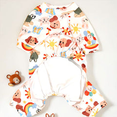 Extra Small Cream Small Dog Onesie Pyjamas Rainbows Animals